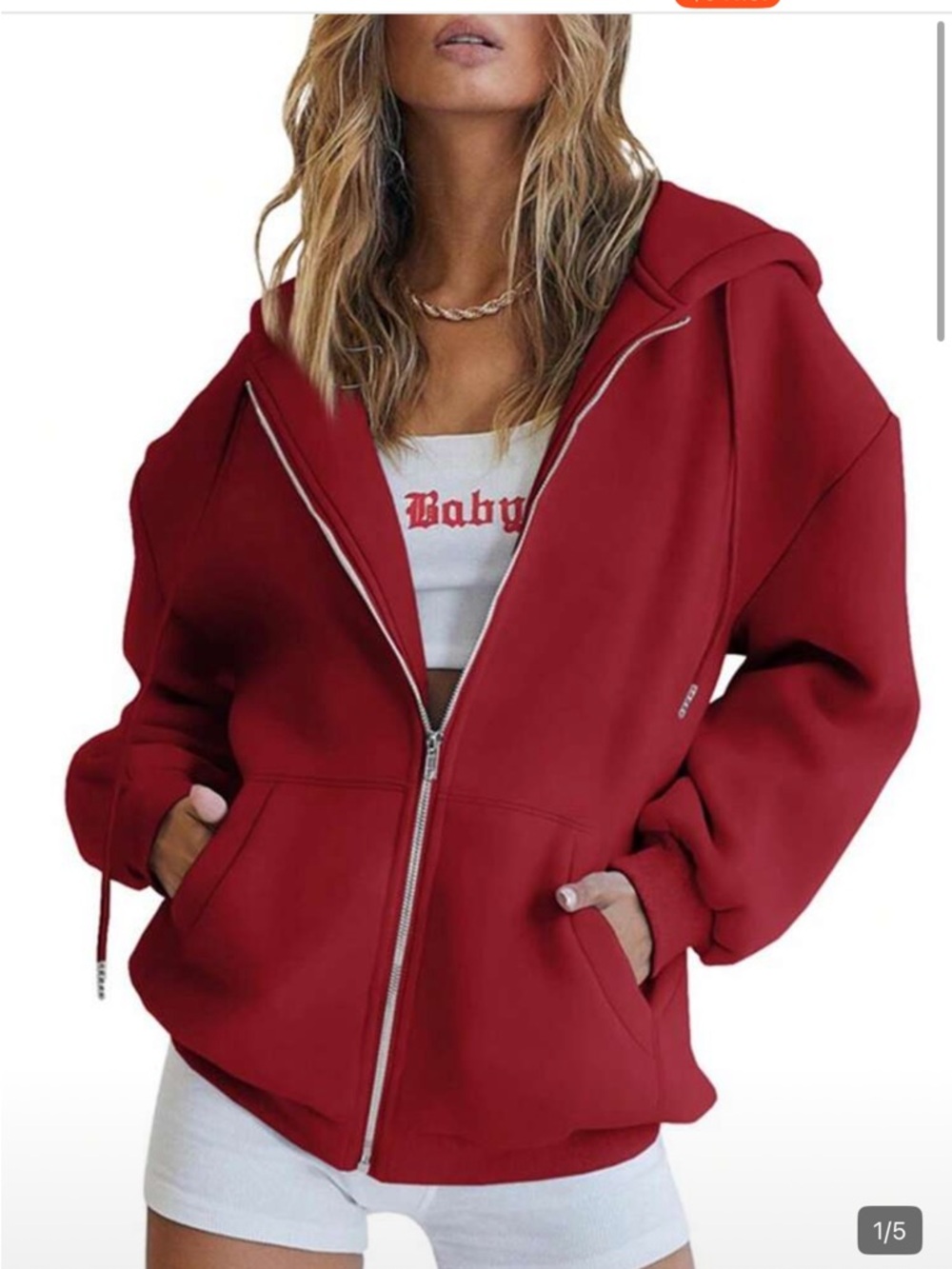Women's Red Hoodie Jacket size medium